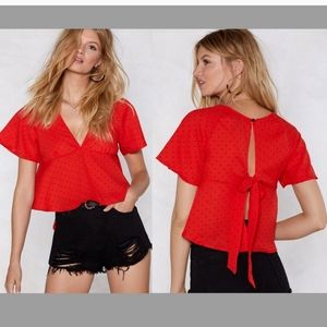 Nasty Gal Elli White Polka Dot Blouse